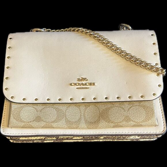 Coach Gold and Cream Women's Bag Used 1 time Excellent Condition - Picture 1 of 12